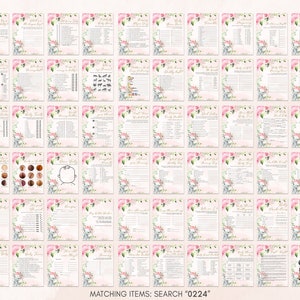 Pink Elephant Baby Shower Games Bundle, Blush Pink Floral Baby Shower Activity, Girl Baby Elephant Game Package Printable Template 0224 image 3