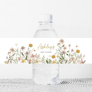 Editable Baby in Bloom Garden Baby Shower Bottle Label, Wildflower Spring Baby Shower Water Labels, Baby in Bloom Floral Bottle Sticker 0685