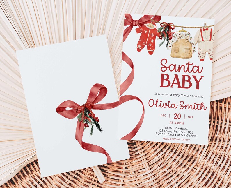 Editable Santa Baby Shower Invitation Bundle, Christmas Baby Laundry ...