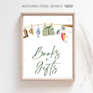 Vissen babyshower boeken en cadeaus bord, reel vissen nautische babyshower cadeaus bord, een kleine visser onderweg bord babyshower, 0835