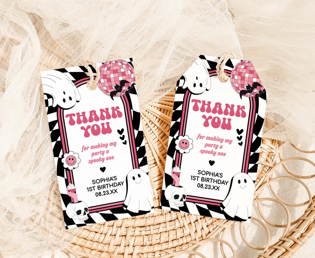 Editable Girl Retro Halloween Birthday Favor Tag, in My Spooky Era ...