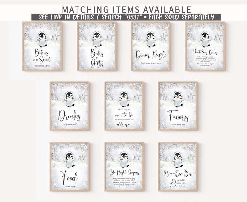 Editable Winter Penguin Baby Shower Games Bundle, Gender Neutral Penguin Baby Shower Game Pack, Baby It's Cold Outside Baby Shower Game 0537 image 6