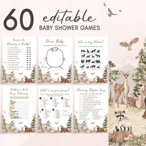 a baby shower game with animals and trees