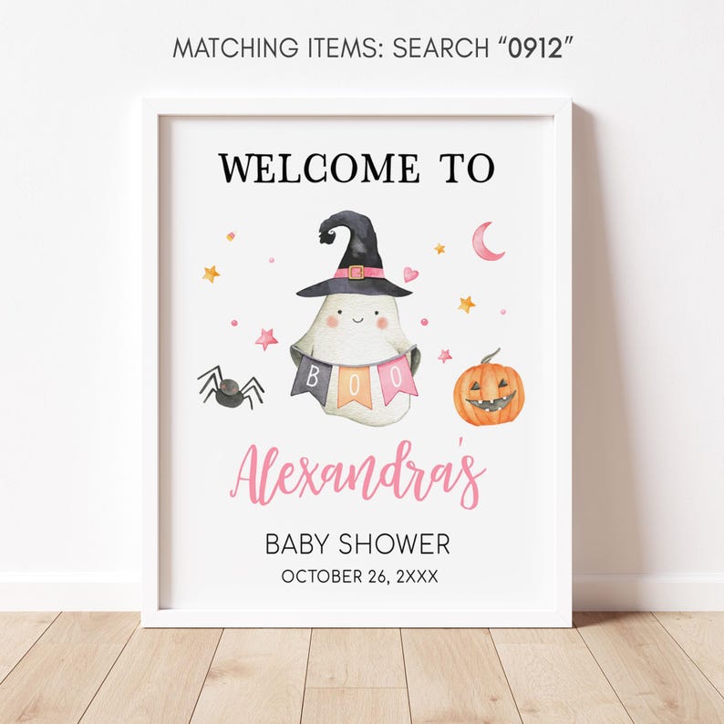 Editable A Little Boo Pink Baby Shower Welcome Sign, Ghost Halloween ...