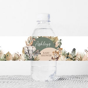 Etichetta modificabile Boho A Little Wild One Baby Shower, Etichetta acqua Boho Safari Jungle Baby Shower, Adesivi bottiglia Safari Animals, 0517