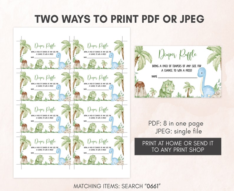 two ways to print a dinosaur party ticket