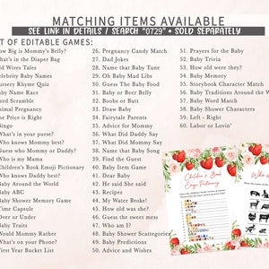 a list of matching items available for a baby shower