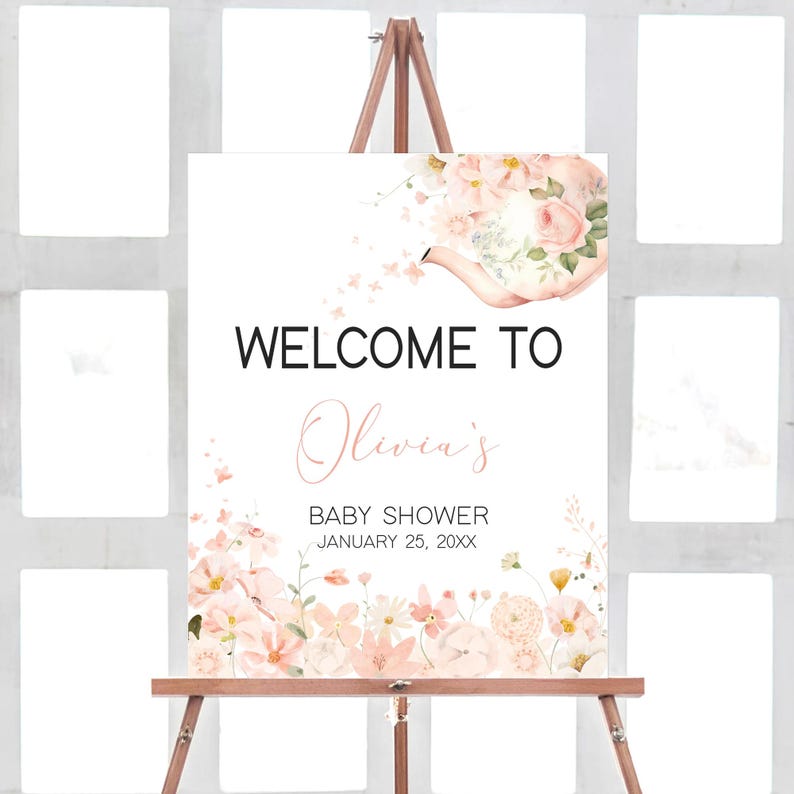 Tea for Two Baby Shower Welcome Sign