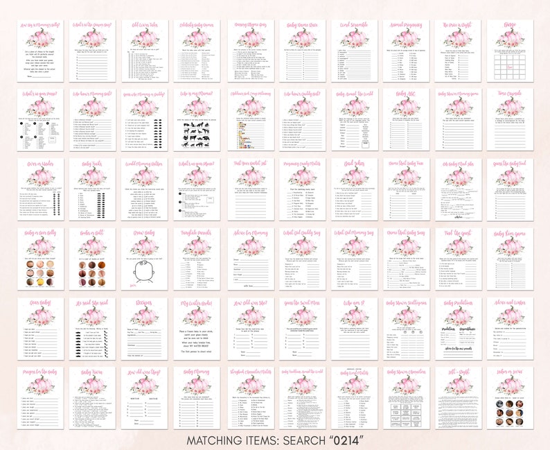 Editable Little Pumpkin Baby Shower Games Bundle, Autumn Baby Shower Game Pack, Fall Pink Pumpkin Girl Baby Shower Activity Template 0214 image 3