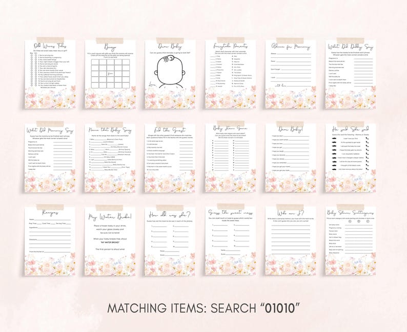 A Little Wildflower Baby Shower Games Pack