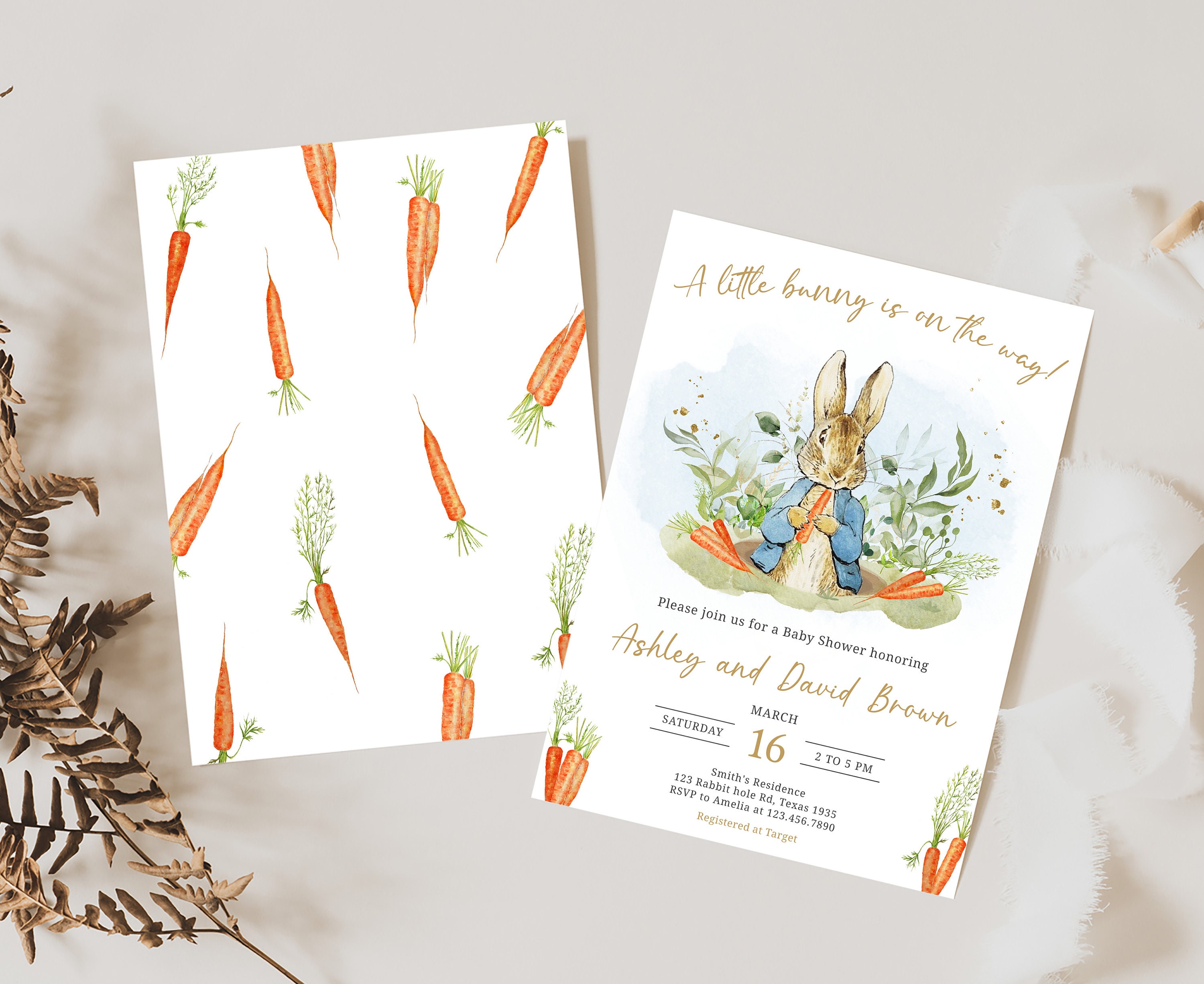 Editable Peter Rabbit Baby Shower Invitation Bundle, Blue Peter Rabbit ...
