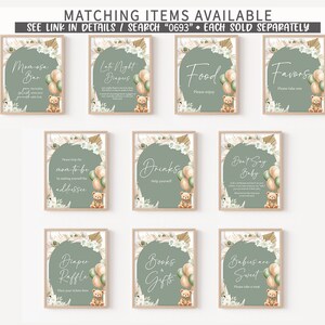 Editable Gender Neutral Bear Baby Shower Games Bundle, Green Bear Boho Baby Shower Game Pack, Sage Green Balloons Baby Shower Games, 0693 image 6
