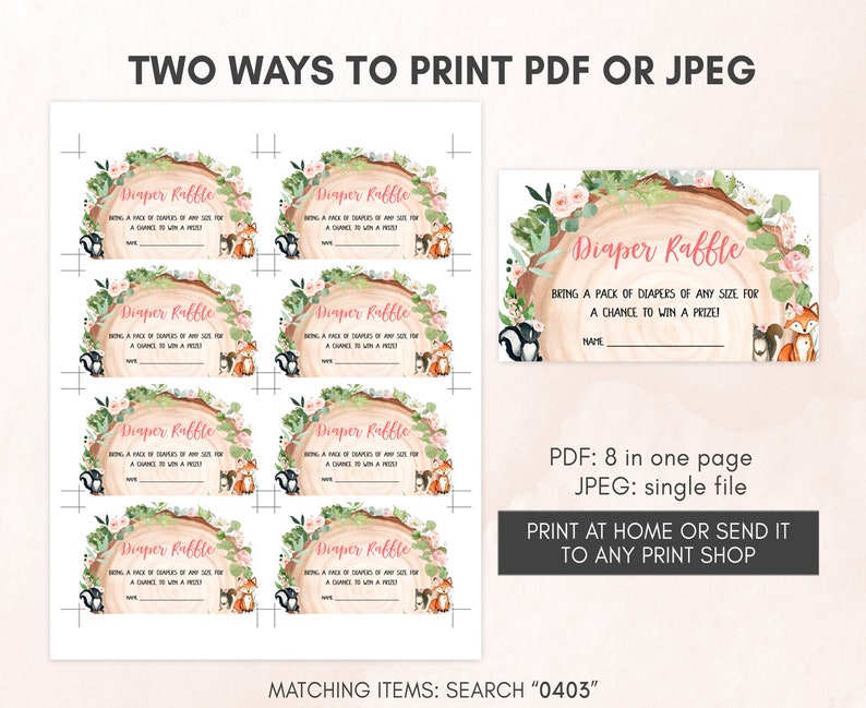 Editable Girl Woodland Baby Shower Invitation Bundle, Floral Forest Animals Baby Shower Invite Set, Rustic Floral Woodland Invitation 0403 image 4