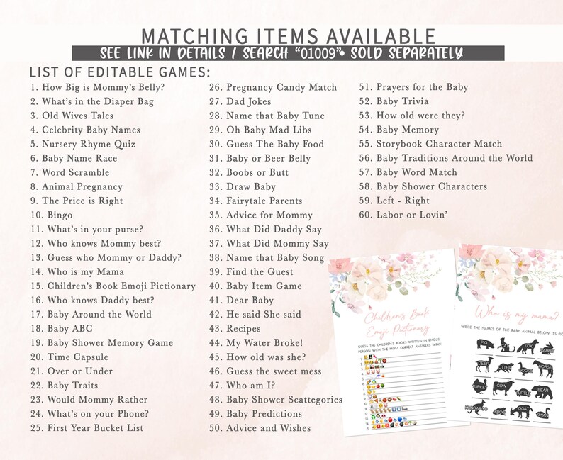 Spring Baby Shower Games Bundle