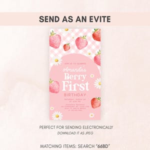 a pink birthday card with strawberries on it