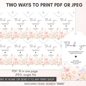 Spring Floral Wildflower Thank you Tag