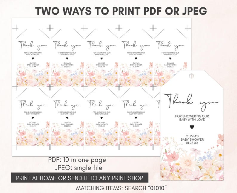 Spring Floral Wildflower Thank you Tag