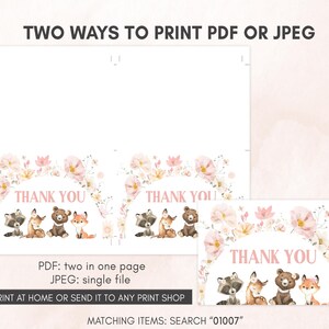 a set of two thank you cards with bears and flowers