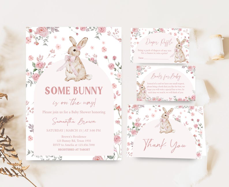 Girl Bunny Invitation Set