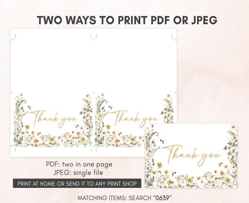 two thank cards with flowers on them
