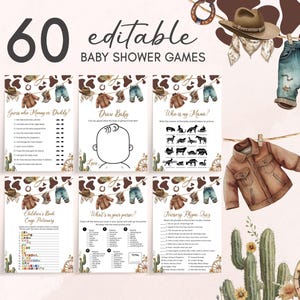 Editable A Little Cowboy Baby Shower Games Bundle, Cowboy Baby Clothes Rodeo Baby Shower Game Pack, Wild West Western Baby Shower Game 01039