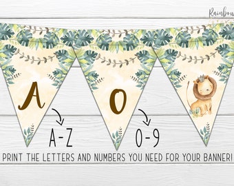 Lion Baby Shower Bunting Banner, Baby Lion Banner, Animal Baby Shower Bunting Banner, Printable Baby Lion Party Banner, Party Decor BSL 98