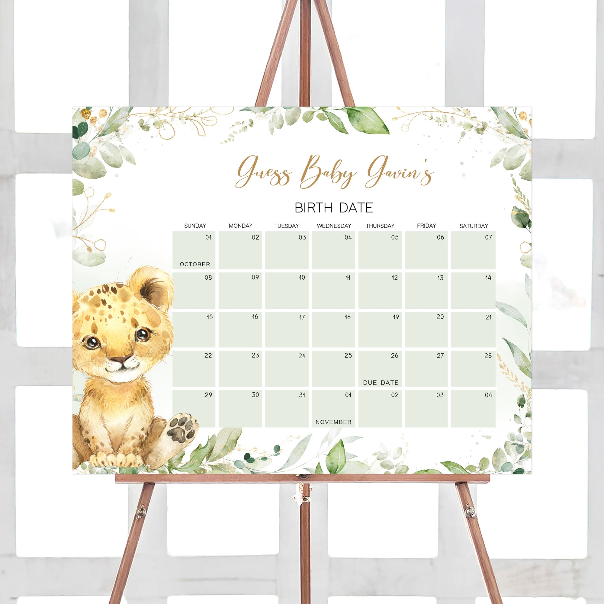 Calendrier Mural 2026 Lions – Format A3 (29,7 X 42 Cm) – Spirales – Couleurs Vives – Quadrillé Mensuel