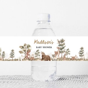 Woodland Animals Baby Shower Bottle Labels