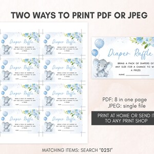 Editable Elephant Baby Shower Invitation Set Blue Balloon Baby Shower Invite Set Baby Boy Elephant Invitation Safari Printable Template 0231 image 5