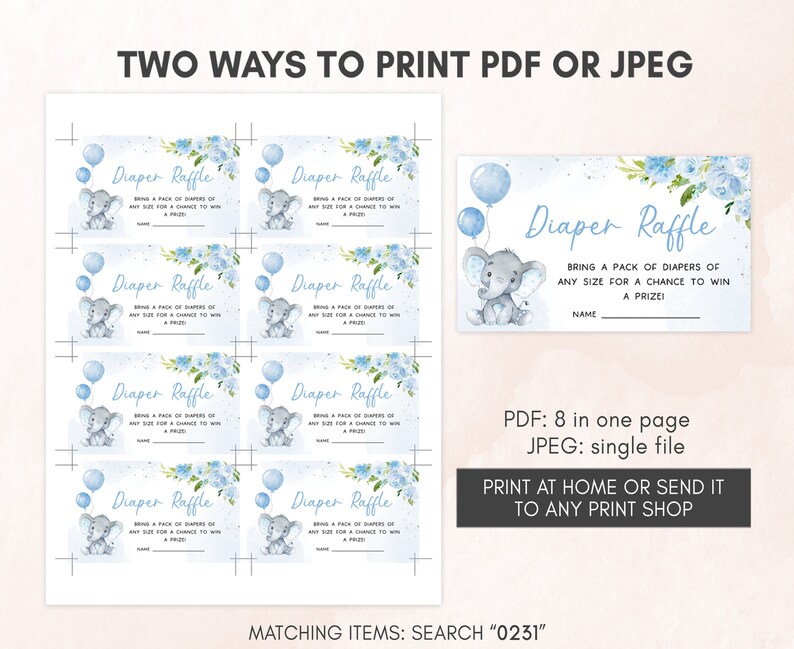 Editable Elephant Baby Shower Invitation Set Blue Balloon Baby Shower Invite Set Baby Boy Elephant Invitation Safari Printable Template 0231 image 5