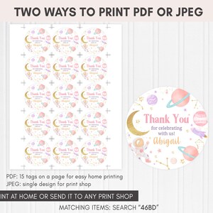 Two the Moon Birthday Round Favor Tags