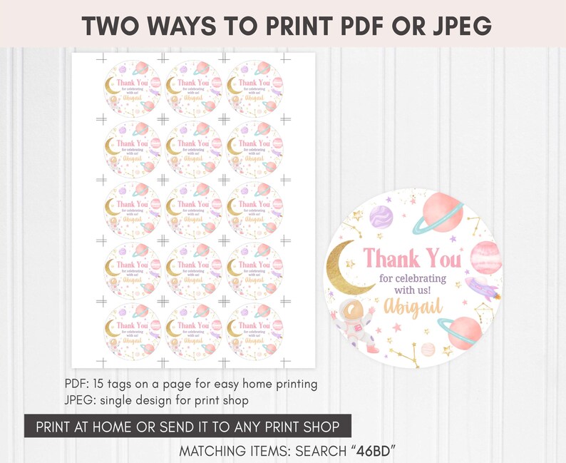 Two the Moon Birthday Round Favor Tags