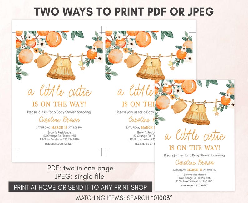 A Little Cutie Baby Shower Invitation Template
