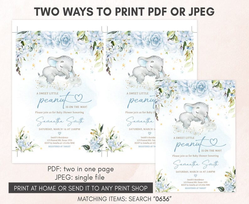 two ways to print a baby elephant baby shower