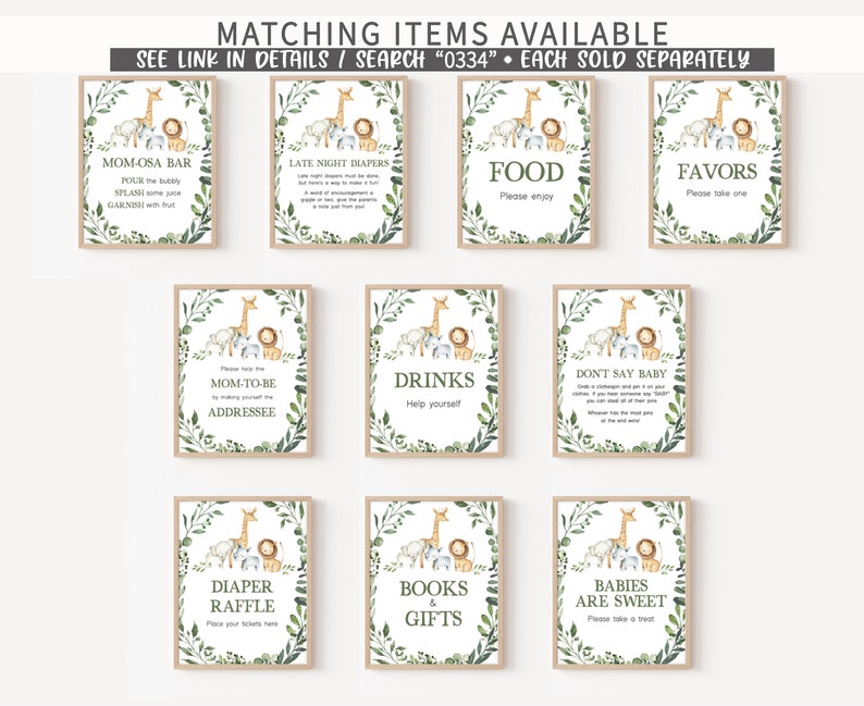 Safari Baby Shower Drinks Sign Jungle Baby Shower Drinks Etsy