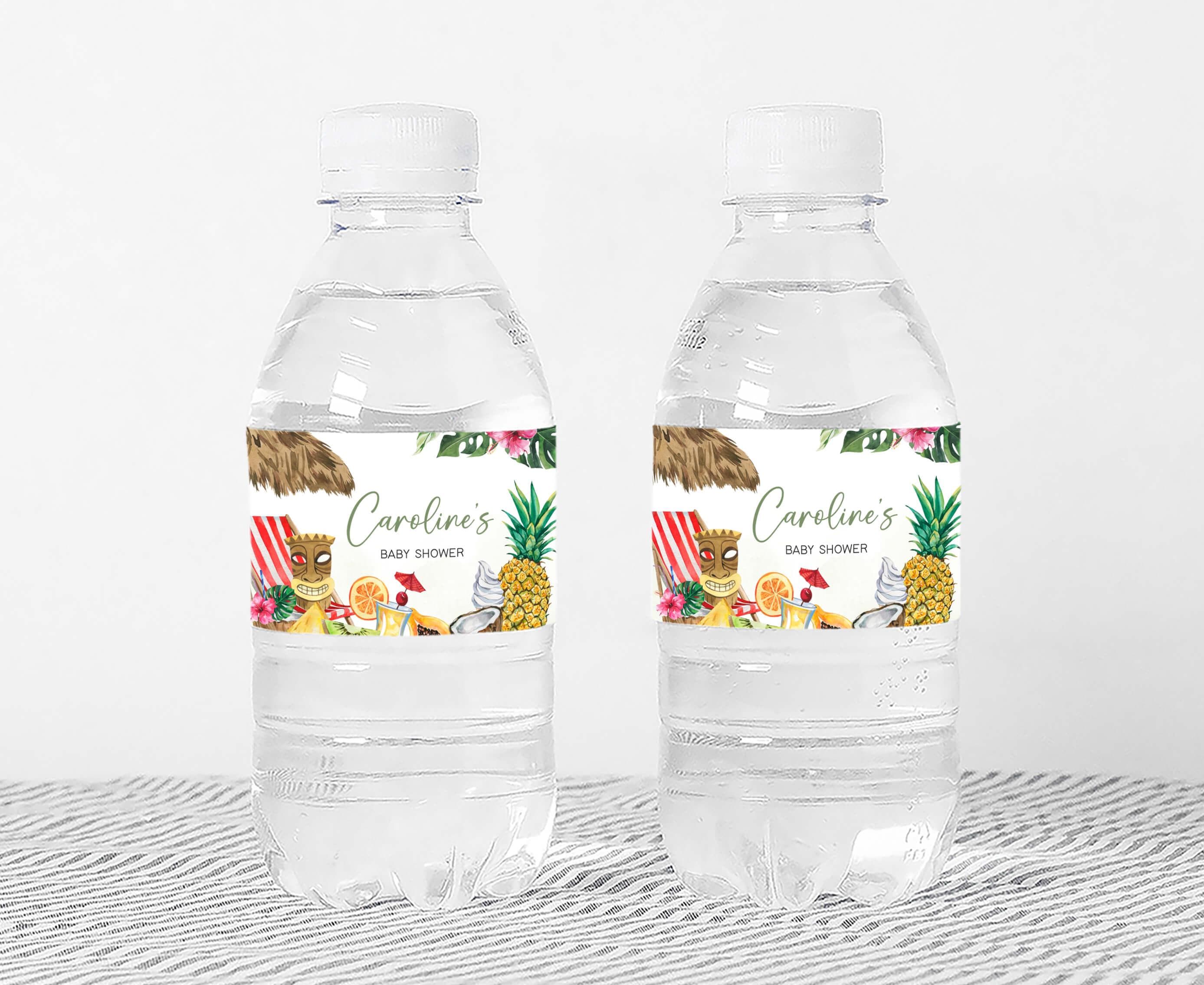 Alloha Label Editable Aloha Baby Shower Bottle Label, Girl Hawaiian Luau Tropical ...