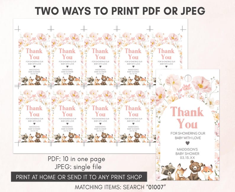 two ways to print a thank card for a baby shower
