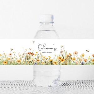 Editable Bee Baby Shower Bottle Label, Mommy to Bee Baby Shower Water Label, Wildflower Honey Bee Baby Shower Water Bottle Stickers, 01022