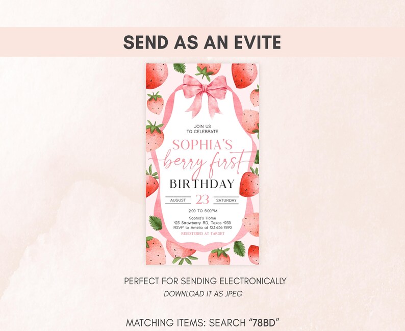 a birthday card with strawberries on it