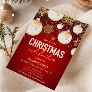 Red and Gold Holiday Invitation