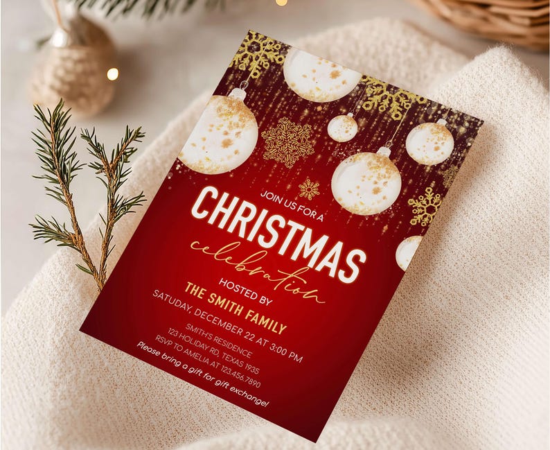 Red and Gold Holiday Invitation
