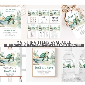 Editable Sea Turtle Baby Shower Welcome Sign, Under The Sea Baby Shower Welcome Poster, A Little Hatchling Ocean Boy Baby Shower Sign, 0712 image 2