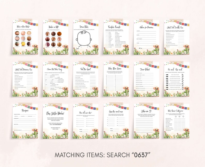 a set of matching items for a game