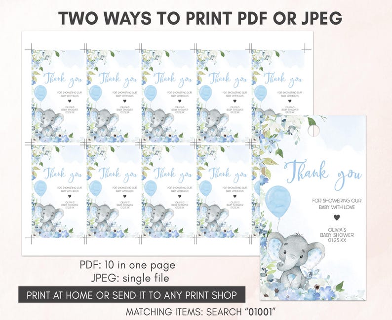 two ways to print a baby elephant baby shower