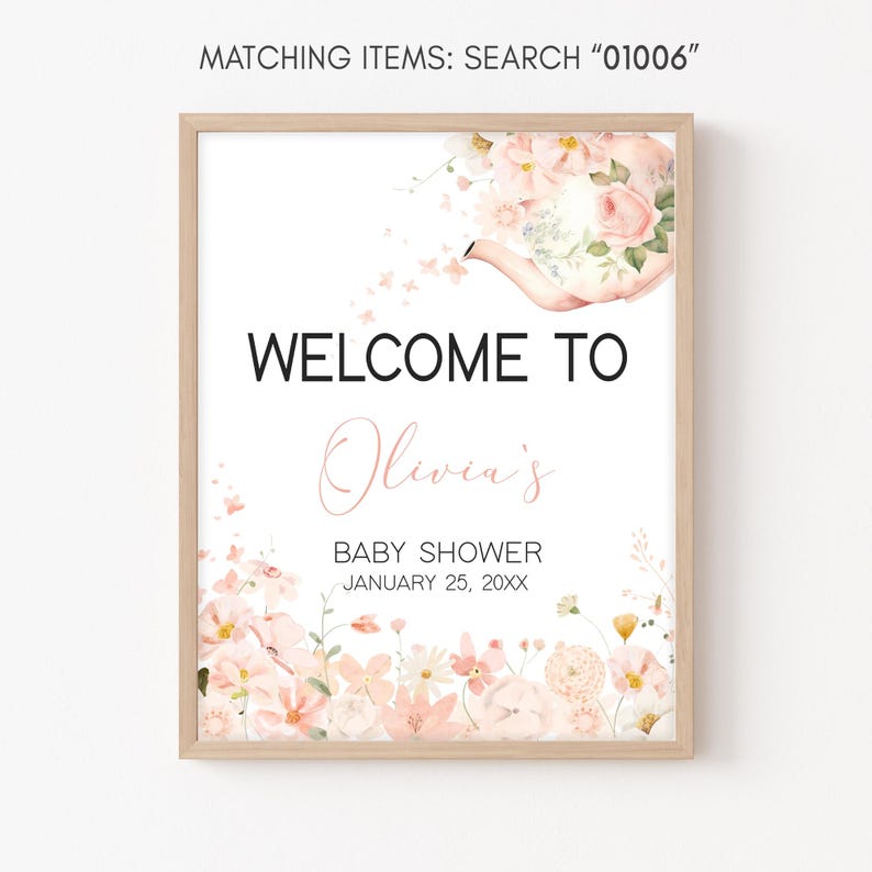 Floral Tea Party Welcome Sign