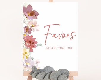 Baby in Bloom Baby Shower Favors Sign, Spring Flowers Baby Shower Favor Table Sign, Pink Florals Girl Baby Shower Favor Decor Signs, 0613