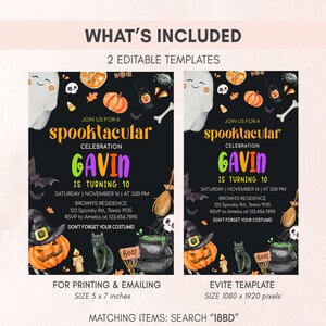 Spooky Halloween Birthday Party Invitation Set