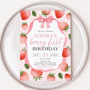 a birthday card with strawberries on a plate