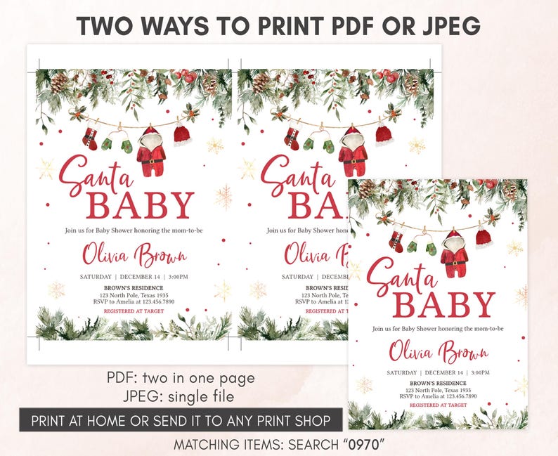 Santa Baby Clothes Invitation Template