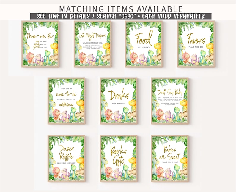 Editable Dinosaur Baby Shower Invitation Bundle, Greenery Dino Baby Shower Invite Set, Baby Dinosaur It's A Boy Baby Shower Invitation, 0680 image 9